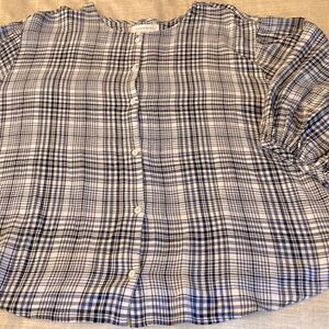 Treasure & Bond Plus Size NWOT Short Sleeve Button Down Navy Plaid Blouse. Sz 2X